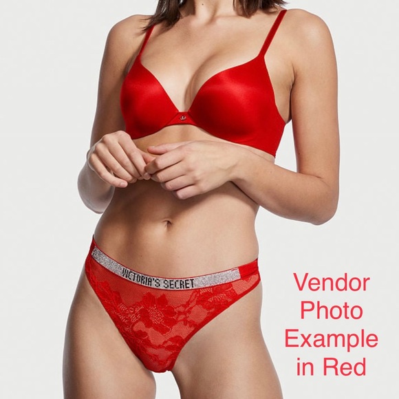 Victoria’s Secret Very Sexy Shine Strap Lace High-Leg Thong Panty (Pink, Large) - Picture 7 of 9